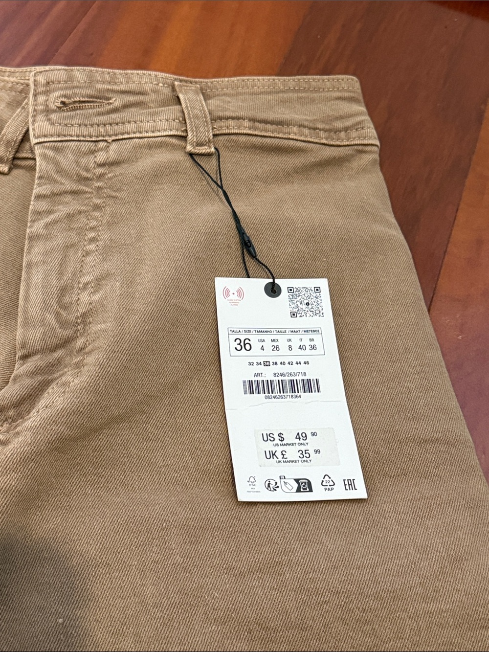 Zara Wide-Leg High-Rise Jeans in Tan - Picture 2 of 2